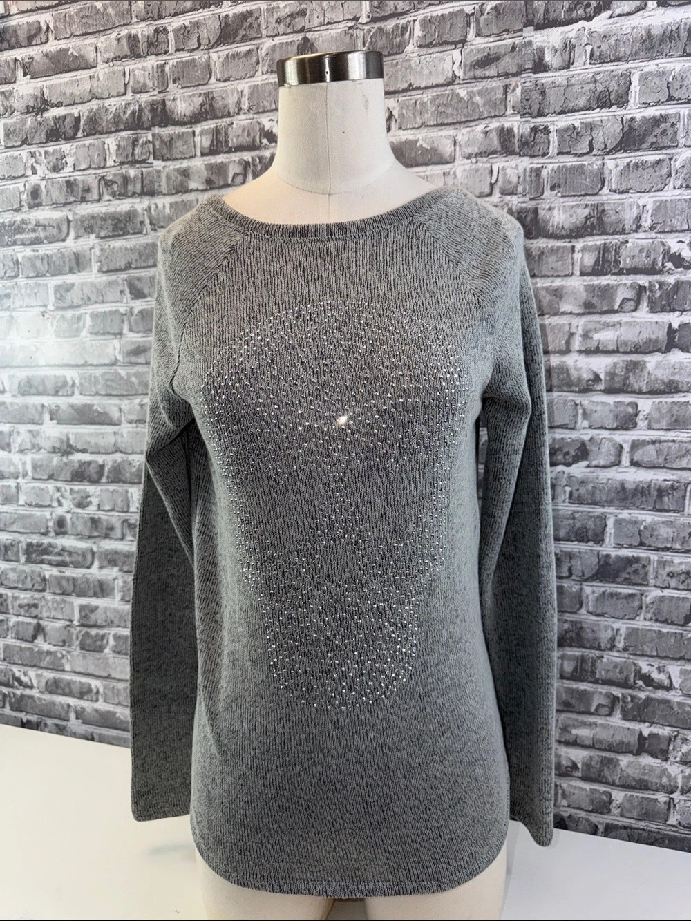 PINK Gray Knit Long Sleeve Sweater XS